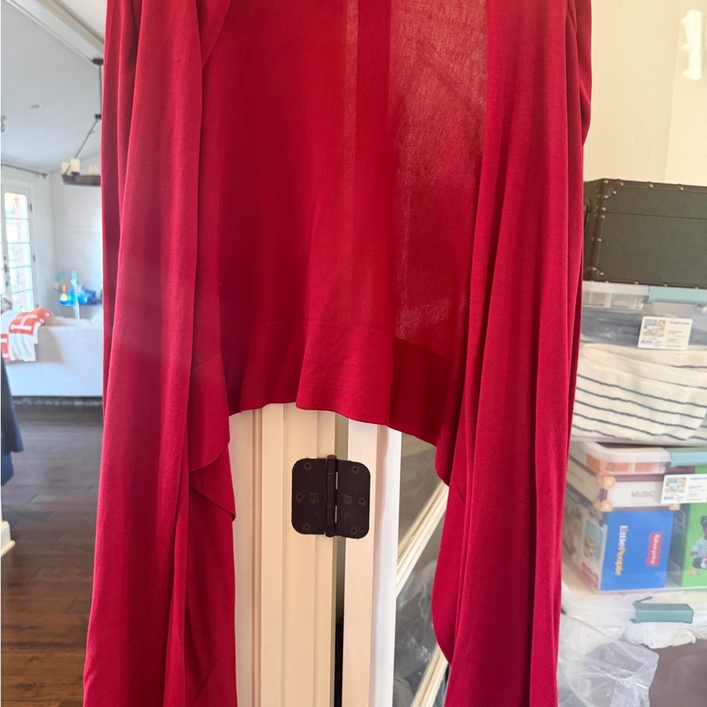 BCBGMaxAzria Deep Red Draped Open Cardigan